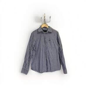 Y2K Armani Jeans Striped Button Shirt AJ Logo Men’s XL L Vintage 2000s